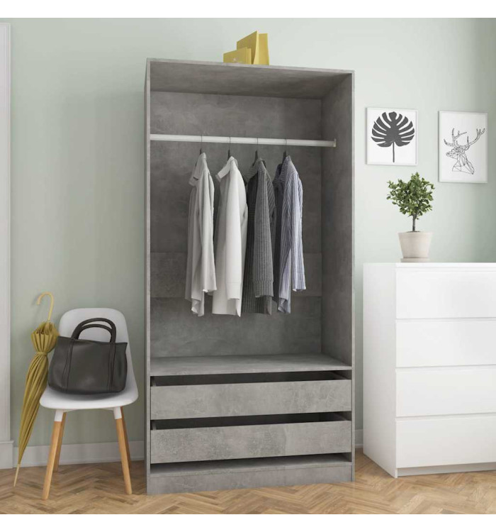 Garde-robe Gris béton 100x50x200 cm Bois d'ingénierie | Mobilier & Déco