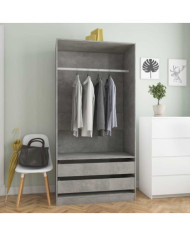 Garde-robe Gris béton 100x50x200 cm Bois d'ingénierie | Mobilier & Déco