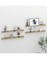 Étagères murales 4 pcs blanc et chêne sonoma 80x9x3 cm | Mobilier & Déco