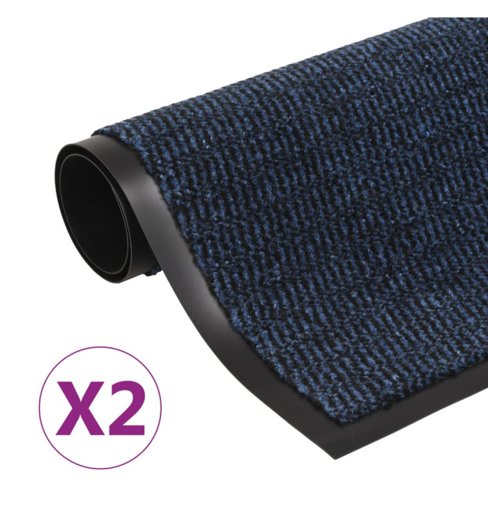 Paillassons rectangulaires 2 pcs 80 x 120 cm Bleu | Mobilier & Déco