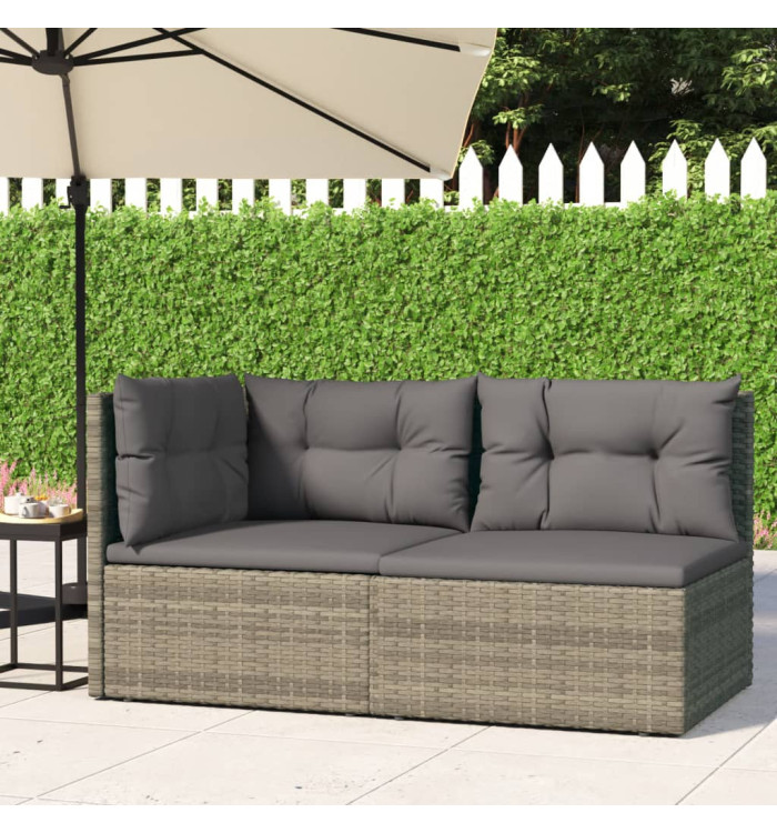 Salon de jardin 2 pcs avec coussins Gris Résine tressée | Mobilier & Déco