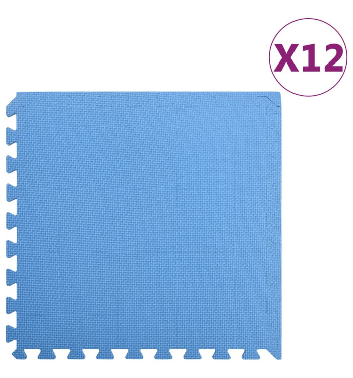 Tapis de sol 12 pcs 4,32㎡ Mousse EVA Bleu | Mobilier & Déco