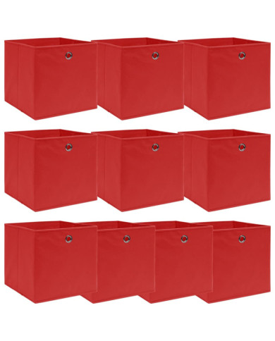 Boîtes de rangement 10 pcs Rouge 32x32x32 cm Tissu | Mobilier & Déco