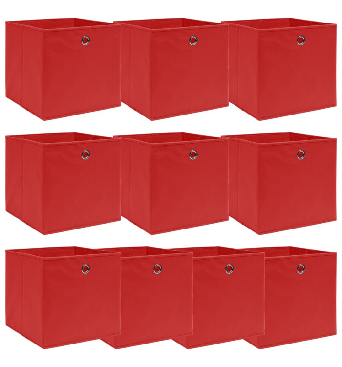 Boîtes de rangement 10 pcs Rouge 32x32x32 cm Tissu | Mobilier & Déco