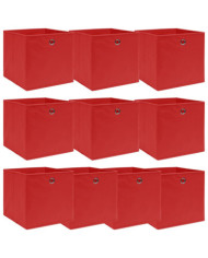 Boîtes de rangement 10 pcs Rouge 32x32x32 cm Tissu | Mobilier & Déco