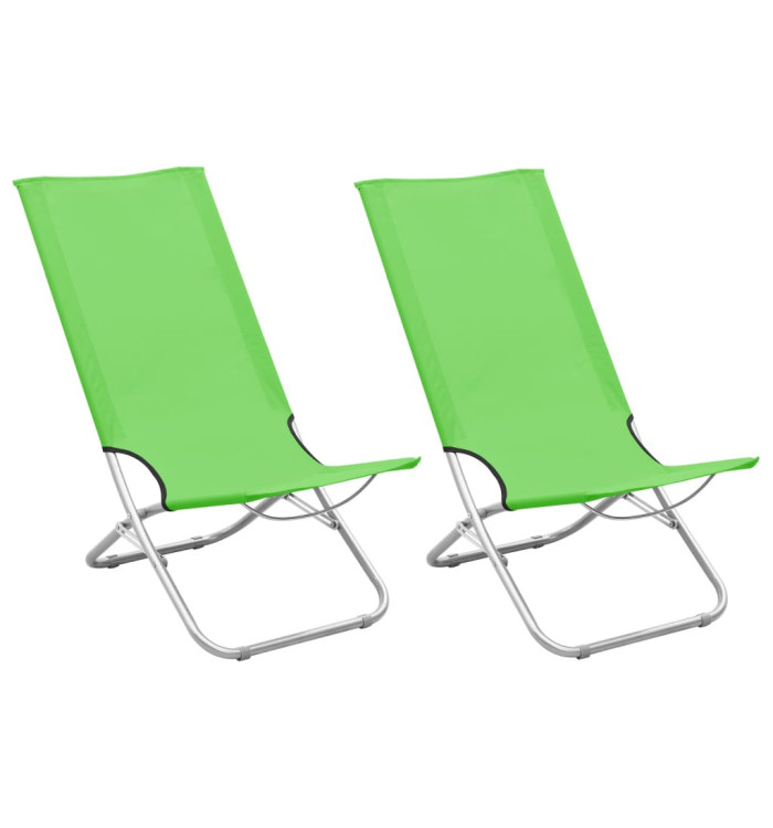 Chaises de plage pliables lot de 2 Vert Tissu | Mobilier & Déco