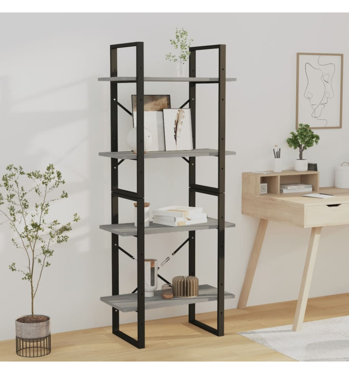Bibliothèque 4 niveaux Sonoma gris 60x30x140 cm | Mobilier & Déco