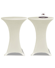 Housse de table Ø 80 cm Crème extensible 2 pcs | Mobilier & Déco