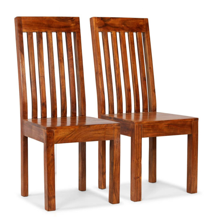 Chaise à manger lot de 2 Bois avec finition miel Moderne | Mobilier & Déco