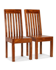 Chaise à manger lot de 2 Bois avec finition miel Moderne | Mobilier & Déco
