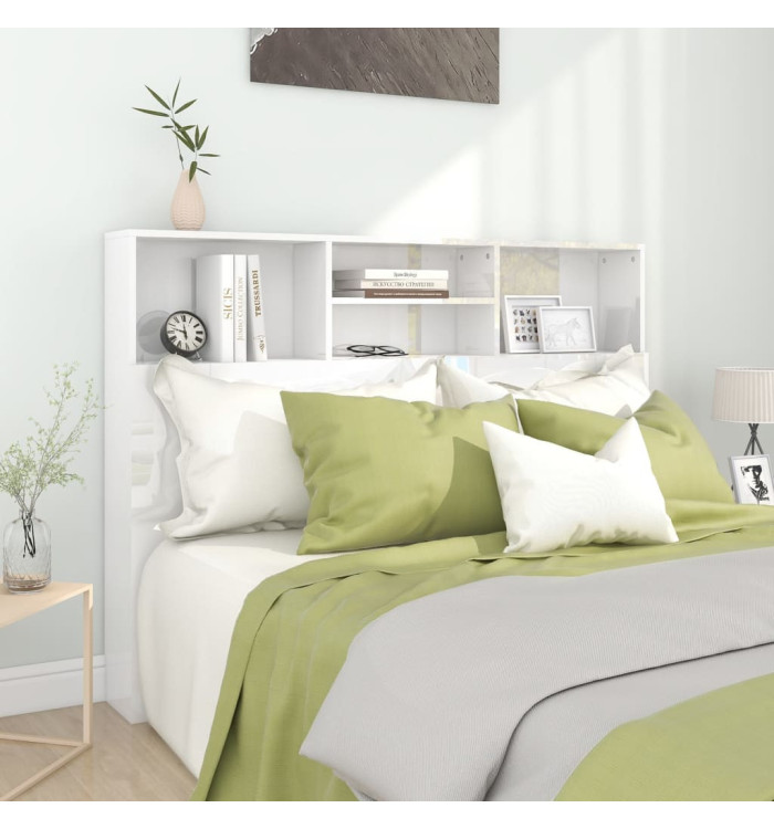 Armoire de tête de lit Blanc brillant 140x19x103,5 cm | Mobilier & Déco