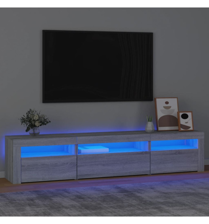 Meuble TV avec lumières LED Sonoma gris 195x35x40 cm | Mobilier & Déco