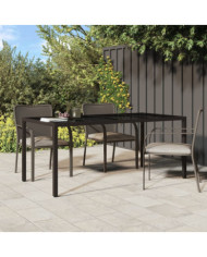 Table de jardin Marron 190x90x75 cm Verre trempé/résine tressée | Mobilier & Déco