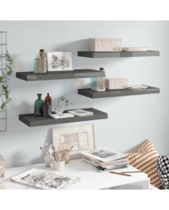 Étagère murale flottante 4 pcs Gris brillant 60x23,5x3,8 cm MDF | Mobilier & Déco