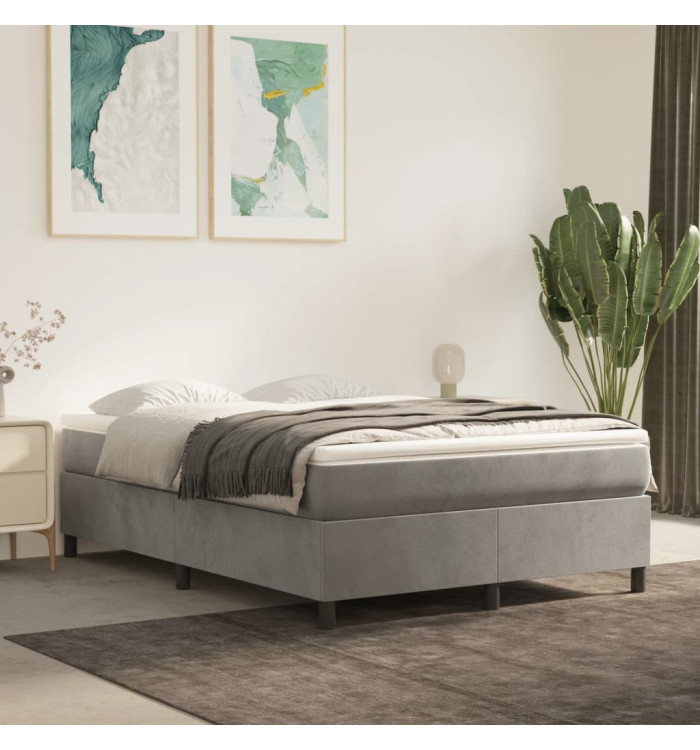 Sommier à lattes de lit et matelas Gris clair 140x200cm Velours | Mobilier & Déco