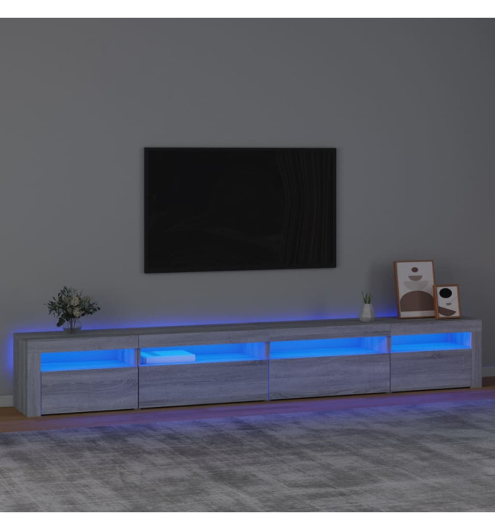 Meuble TV avec lumières LED Sonoma gris 270x35x40 cm | Mobilier & Déco