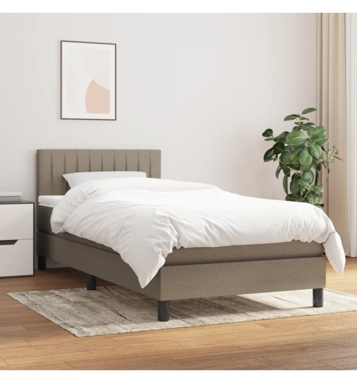 Sommier à lattes de lit avec matelas Taupe 90x200 cm Tissu | Mobilier & Déco