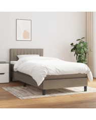 Sommier à lattes de lit avec matelas Taupe 90x200 cm Tissu | Mobilier & Déco