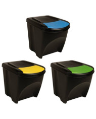 Poubelles empilables 3 pcs Anthracite 75 L | Mobilier & Déco