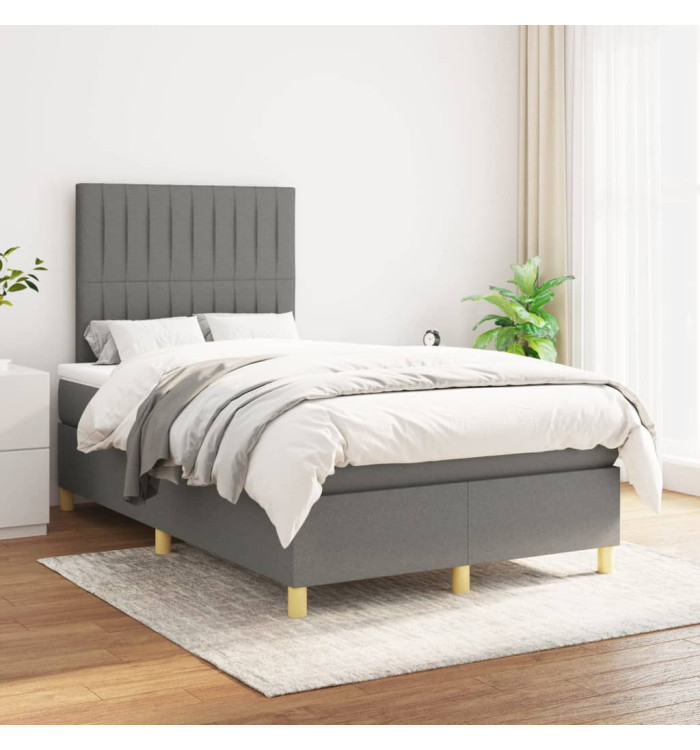 Sommier à lattes de lit avec matelas Gris foncé 120x200cm Tissu | Mobilier & Déco