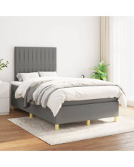 Sommier à lattes de lit avec matelas Gris foncé 120x200cm Tissu | Mobilier & Déco