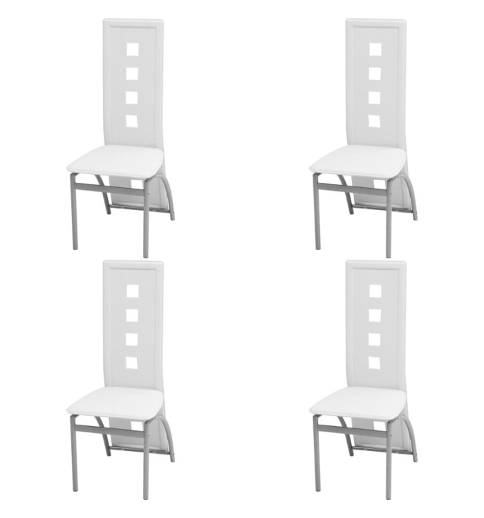 Chaises à manger lot de 4 blanc similicuir | Mobilier & Déco