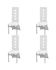 Chaises à manger lot de 4 blanc similicuir | Mobilier & Déco