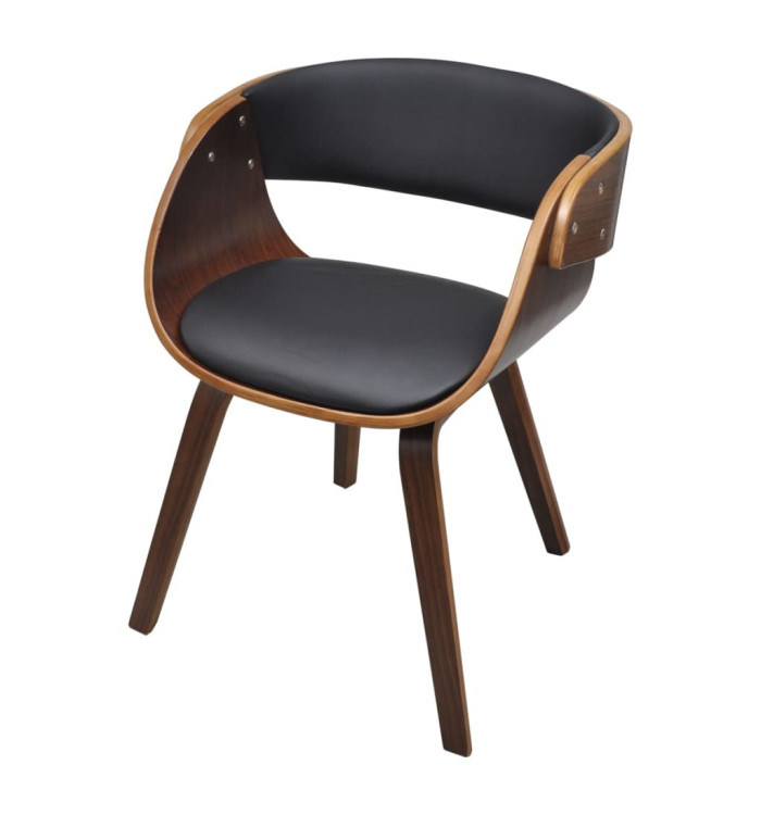Chaise à manger bois courbé et similicuir | Mobilier & Déco