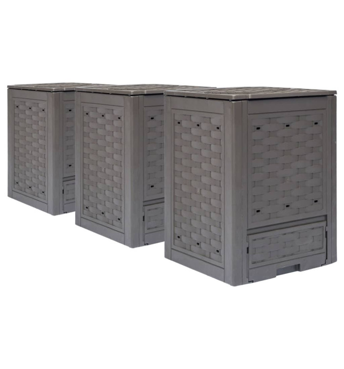 Composteurs de jardin 3 pcs 60x60x83 cm 900 L Plastique rotin | Mobilier & Déco
