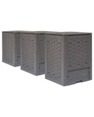 Composteurs de jardin 3 pcs 60x60x83 cm 900 L Plastique rotin | Mobilier & Déco