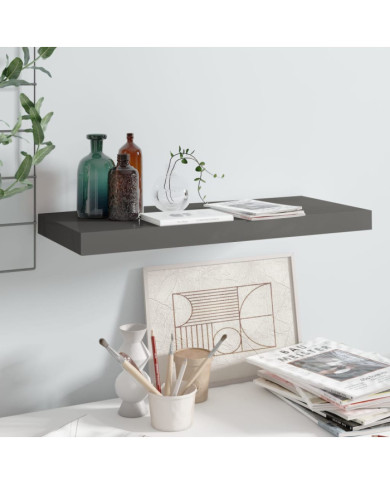 Étagère murale flottante Gris brillant 60x23,5x3,8 cm MDF | Mobilier & Déco
