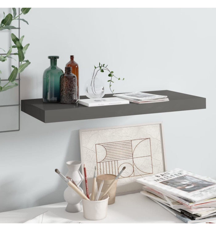 Étagère murale flottante Gris brillant 60x23,5x3,8 cm MDF | Mobilier & Déco