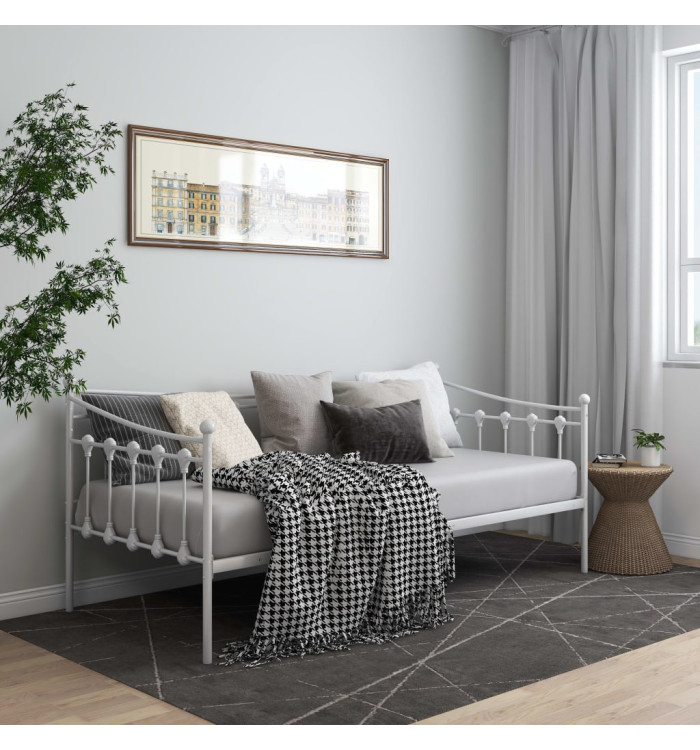 Cadre de canapé-lit sans matelas blanc métal 90x200 cm | Mobilier & Déco