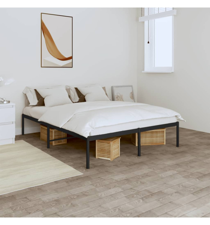 Cadre de lit métal sans matelas noir 150x200 cm | Mobilier & Déco