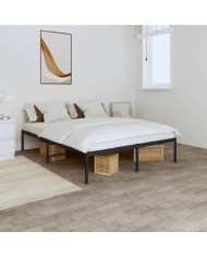 Cadre de lit métal sans matelas noir 150x200 cm | Mobilier & Déco