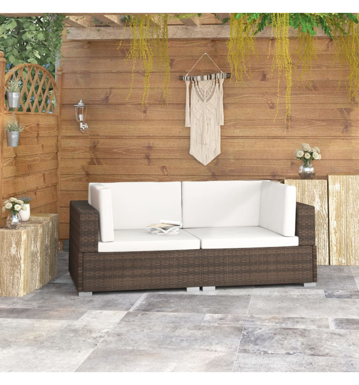 Chaises d'angles lot de 2 avec coussins Résine tressée Marron | Mobilier & Déco