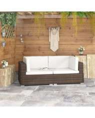 Chaises d'angles lot de 2 avec coussins Résine tressée Marron | Mobilier & Déco
