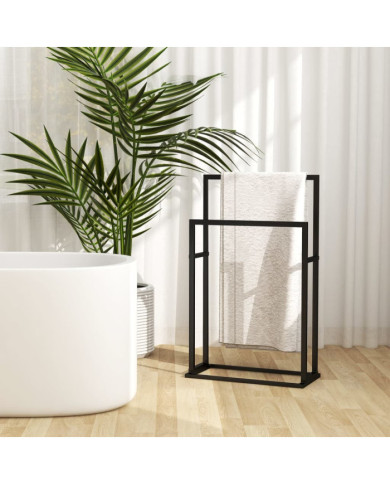 Porte-serviettes sur pied Noir 48x24x78,5 cm Fer | Mobilier & Déco