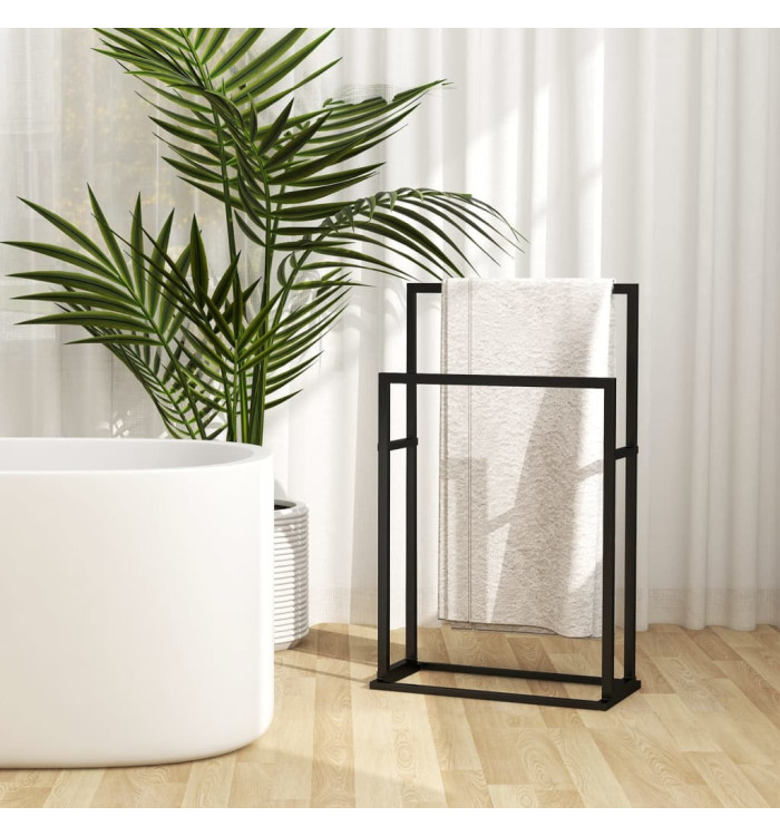 Porte-serviettes sur pied Noir 48x24x78,5 cm Fer | Mobilier & Déco