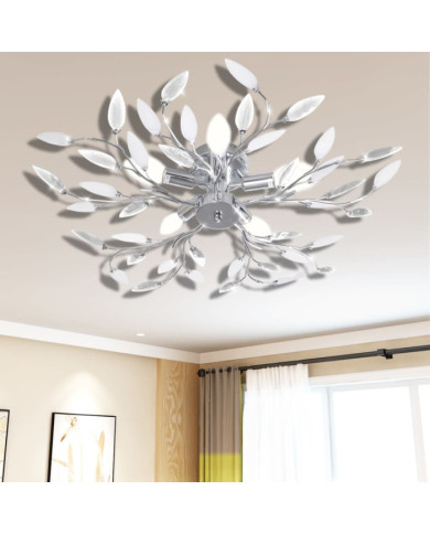 Plafonnier avec bras en acrylique Blanc 5 ampoules E14 | Mobilier & Déco