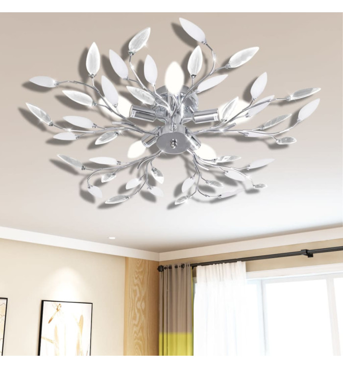 Plafonnier avec bras en acrylique Blanc 5 ampoules E14 | Mobilier & Déco
