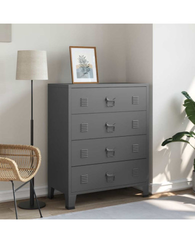 Armoire à tiroirs industrielle Anthracite 78x40x93 cm Métal | Mobilier & Déco
