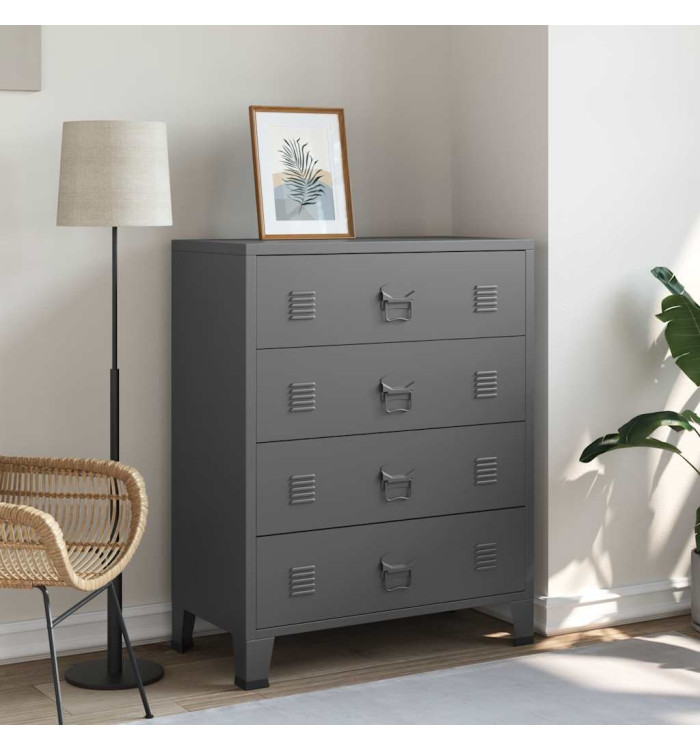 Armoire à tiroirs industrielle Anthracite 78x40x93 cm Métal | Mobilier & Déco