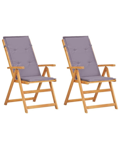 Chaises inclinables de jardin lot de 2 Bois solide d'acacia | Mobilier & Déco