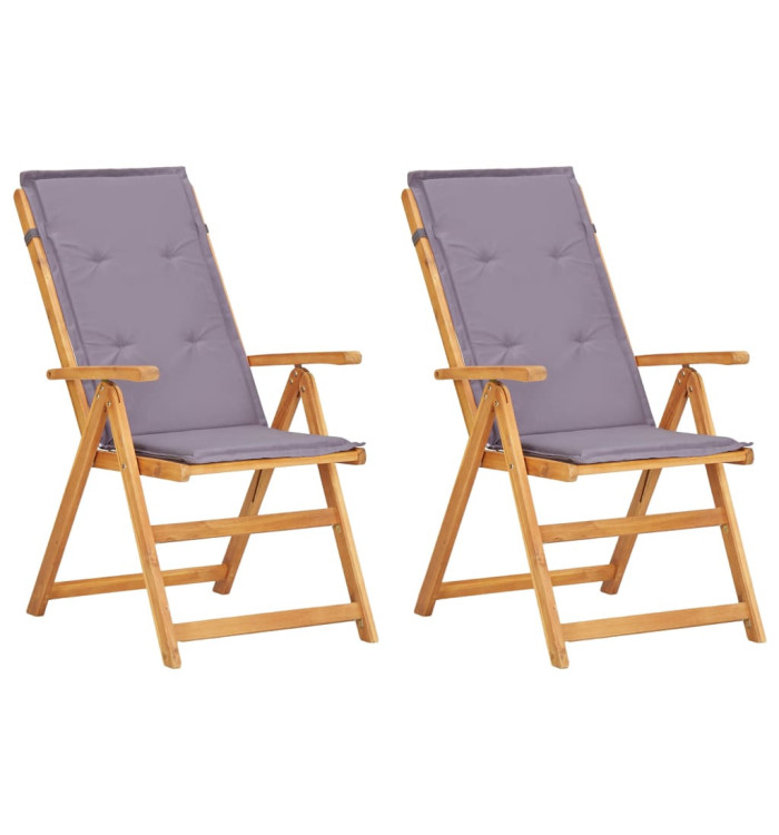 Chaises inclinables de jardin lot de 2 Bois solide d'acacia | Mobilier & Déco