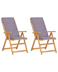Chaises inclinables de jardin lot de 2 Bois solide d'acacia | Mobilier & Déco
