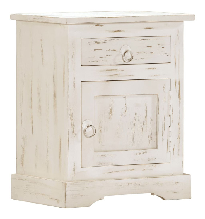 Table de chevet Blanc 40 x 30 x 50 cm Bois de manguier massif | Mobilier & Déco