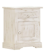 Table de chevet Blanc 40 x 30 x 50 cm Bois de manguier massif | Mobilier & Déco