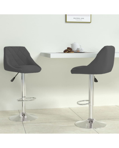Tabourets de bar lot de 2 gris foncé velours | Mobilier & Déco
