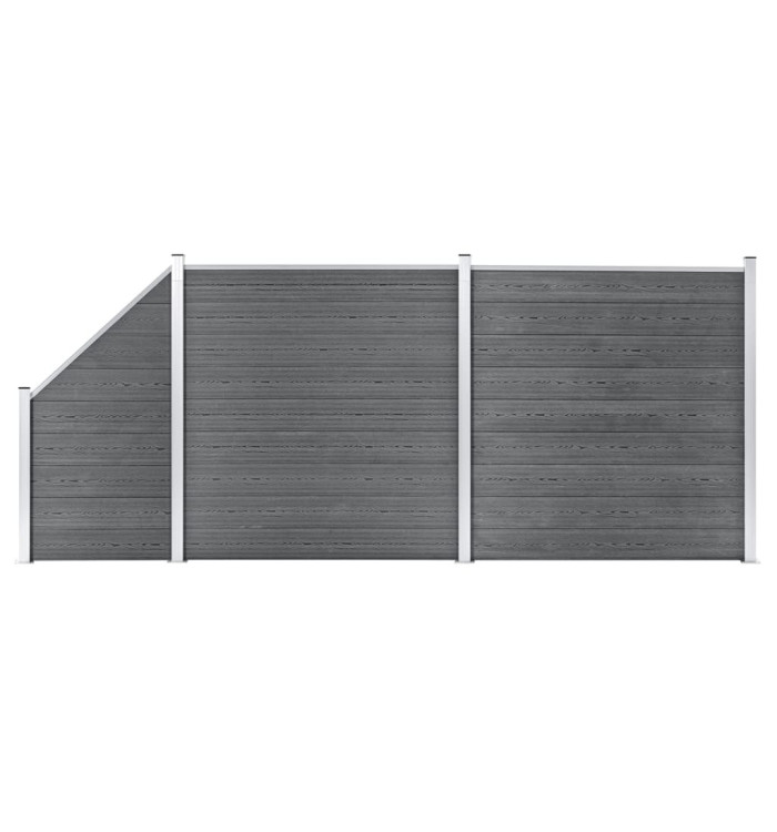Ensemble de clôture WPC 2 Carré + 1 Incliné 446 x 186 cm Gris | Mobilier & Déco